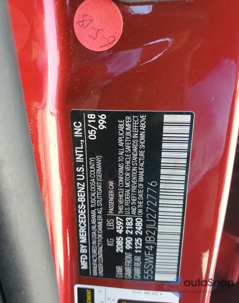 2018 Mercedes-Benz C 300 from USA, damaged, VIN 55SWF4JB2JU272776